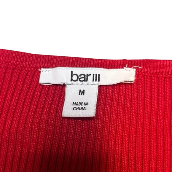 Bar III Red Ribbed V-Neck Sweater Side Cutout Long Sleeve Top M - Picture 4 of 6